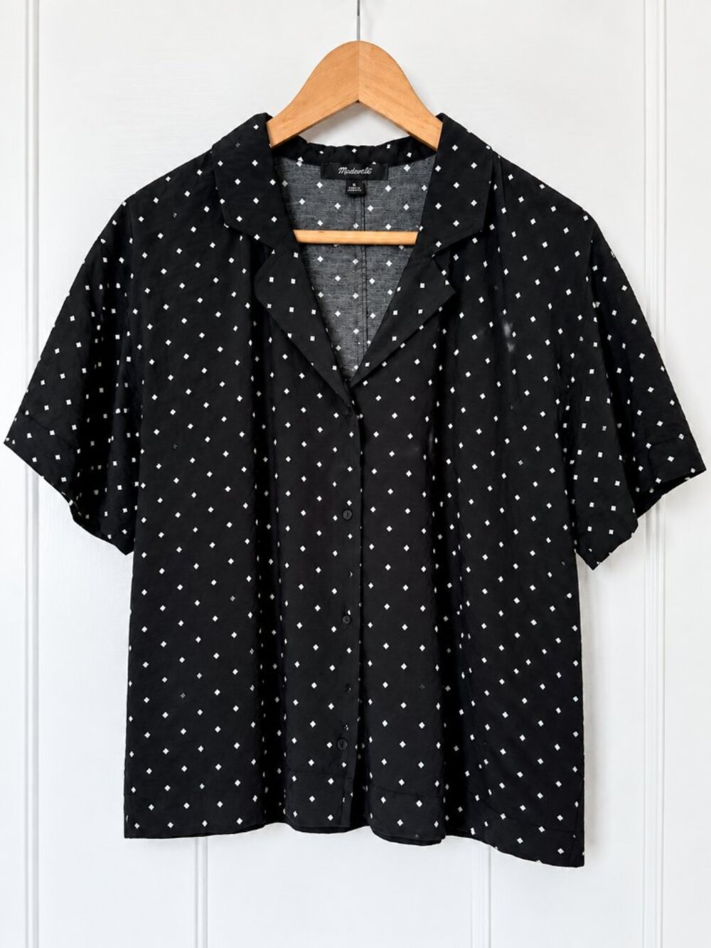 Madewell Resort Shirt in Textured Dot Black Size M